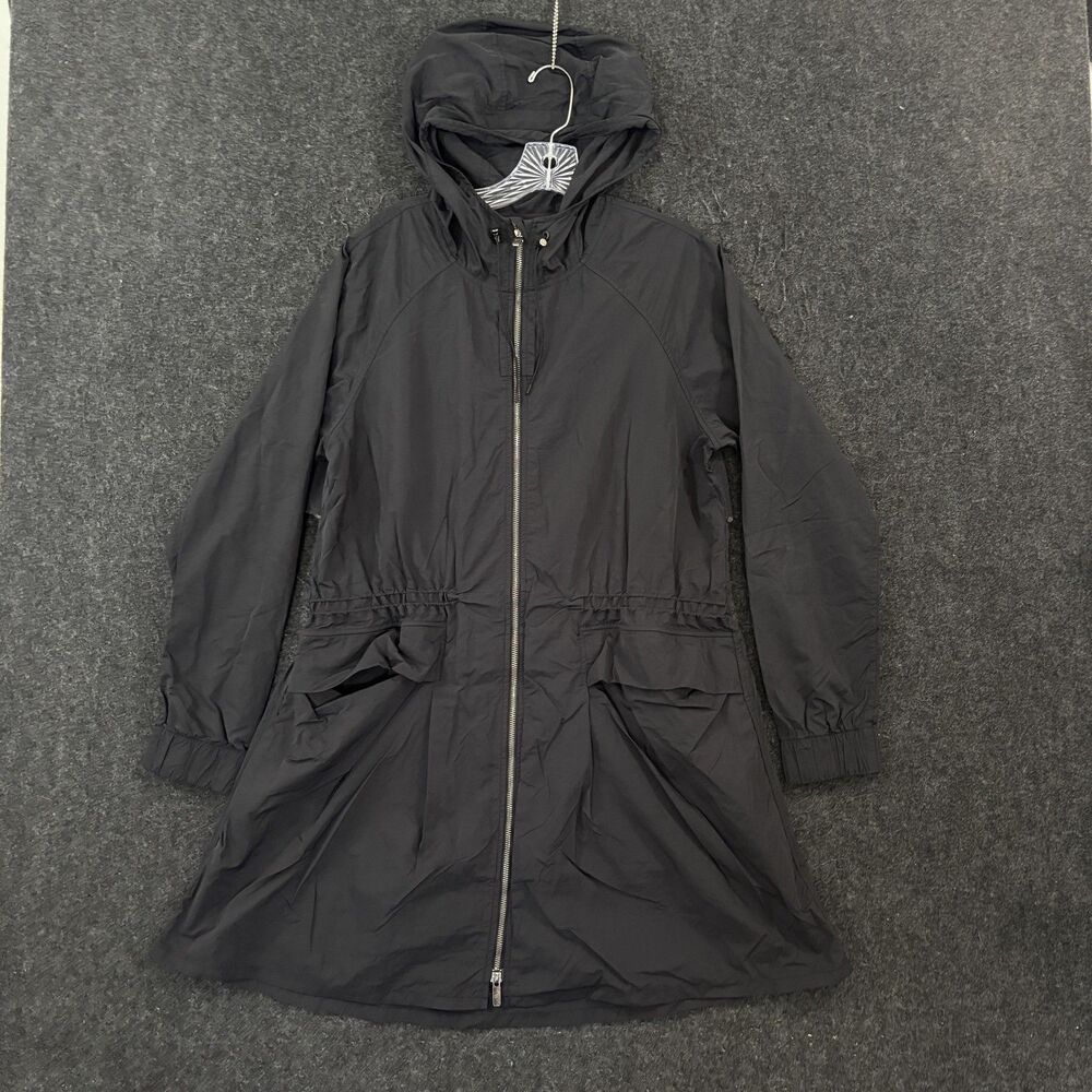 Lululemon Pack & Glyde Jacket Womens 8 Black Hooded Full Zip Vented Parka Trench